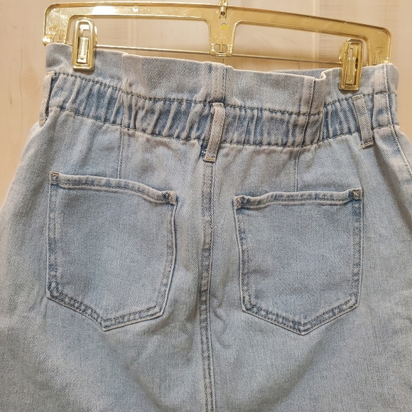PAC SUN Denim Mini Skirt Paperbag Waist Like NEW Size Lg - Picture 7 of 10